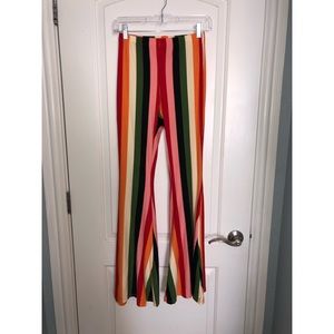 Multicolored Striped Wide Leg Pants